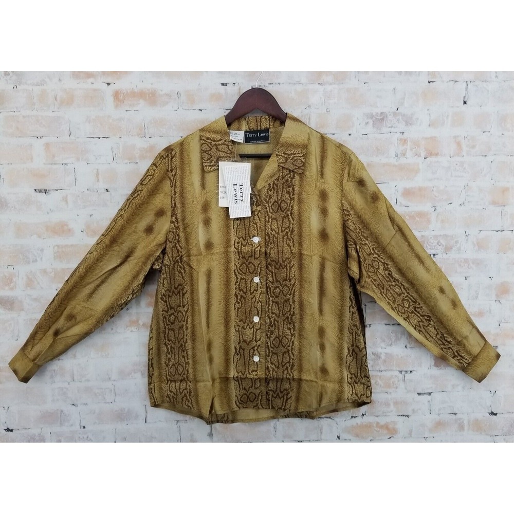 Terry Lewis Classic Luxuries 100% Silk Women's Blouse Size Medium Brown